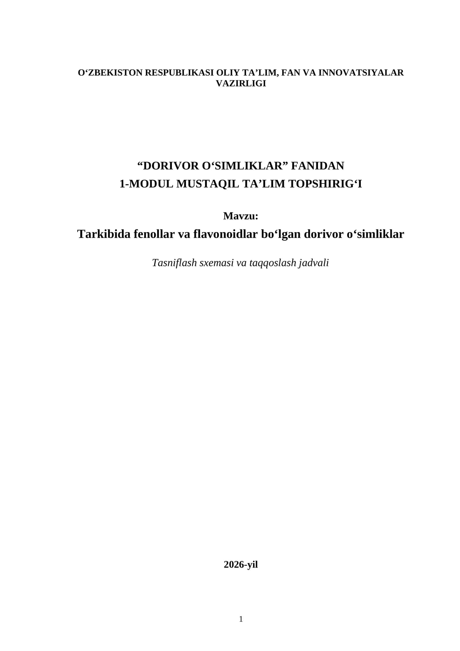 Tarkibida fenollar va flavonoidlar bo‘lgan dorivor o‘simliklar