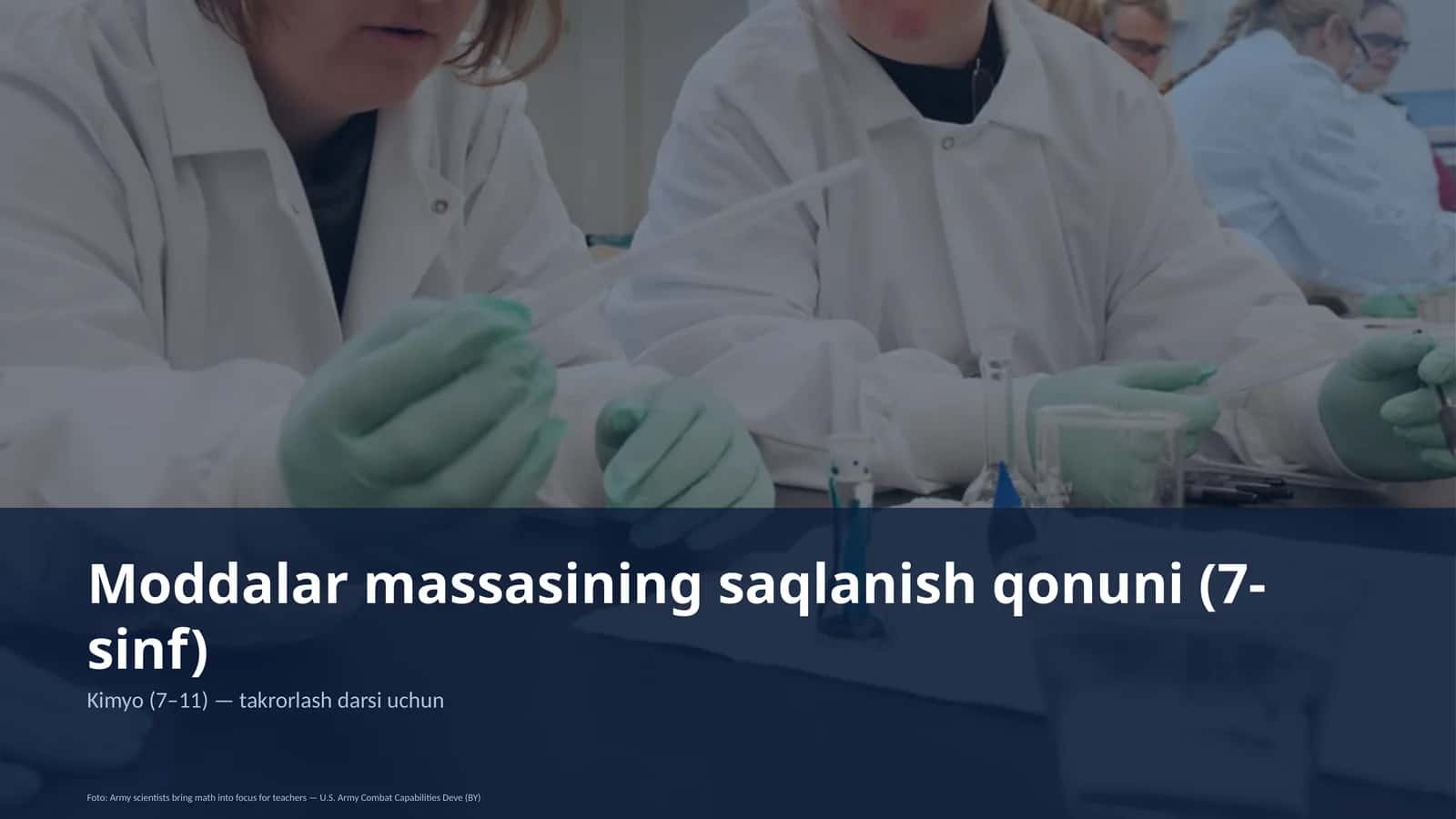 Moddalar massasining saqlanish qonuni (7-sinf) Kimyo (7–11) — takrorlash darsi uchun