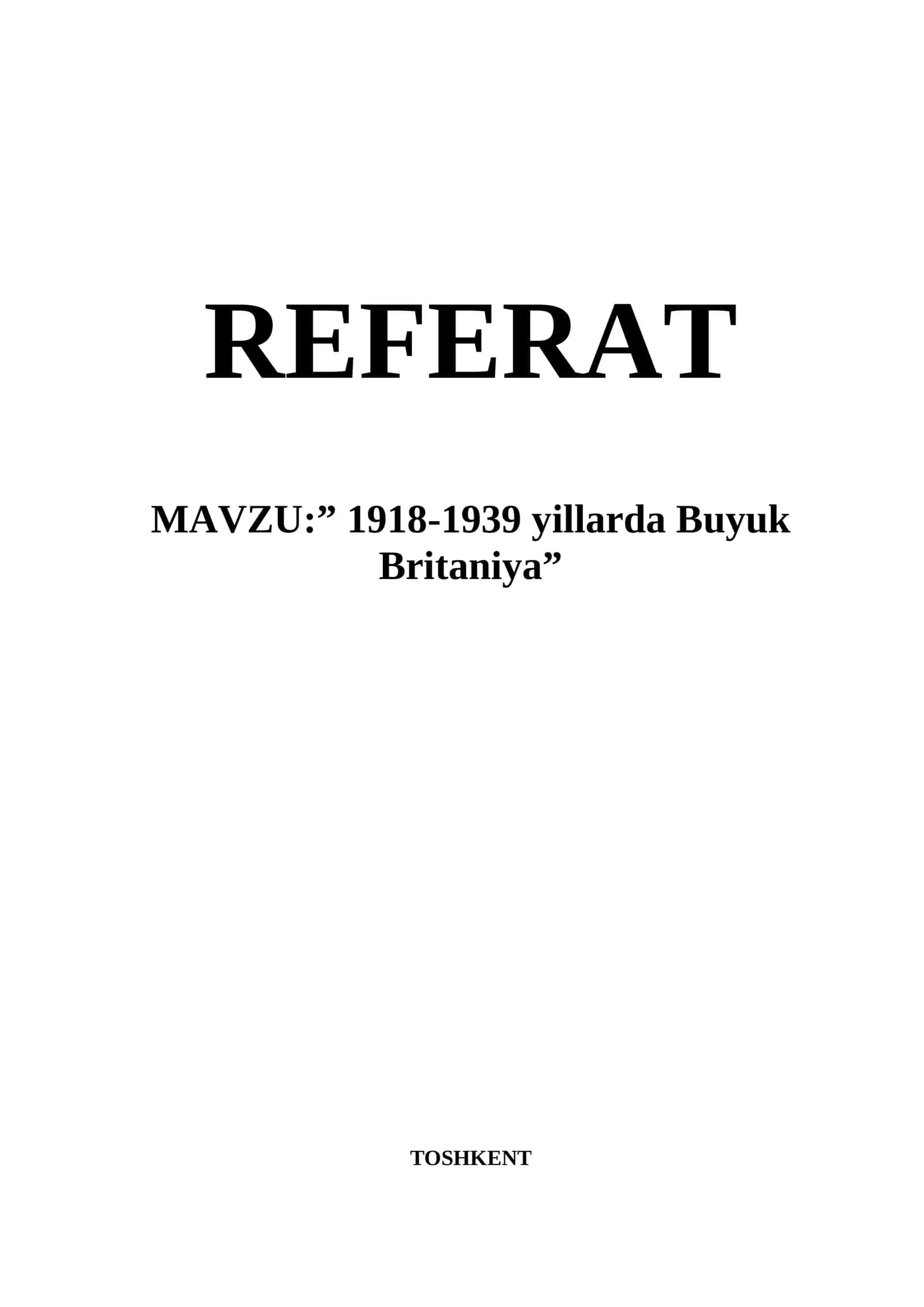 1918-1939 yillarda Buyuk Britaniya1918-1939 yillarda Buyuk Britaniya