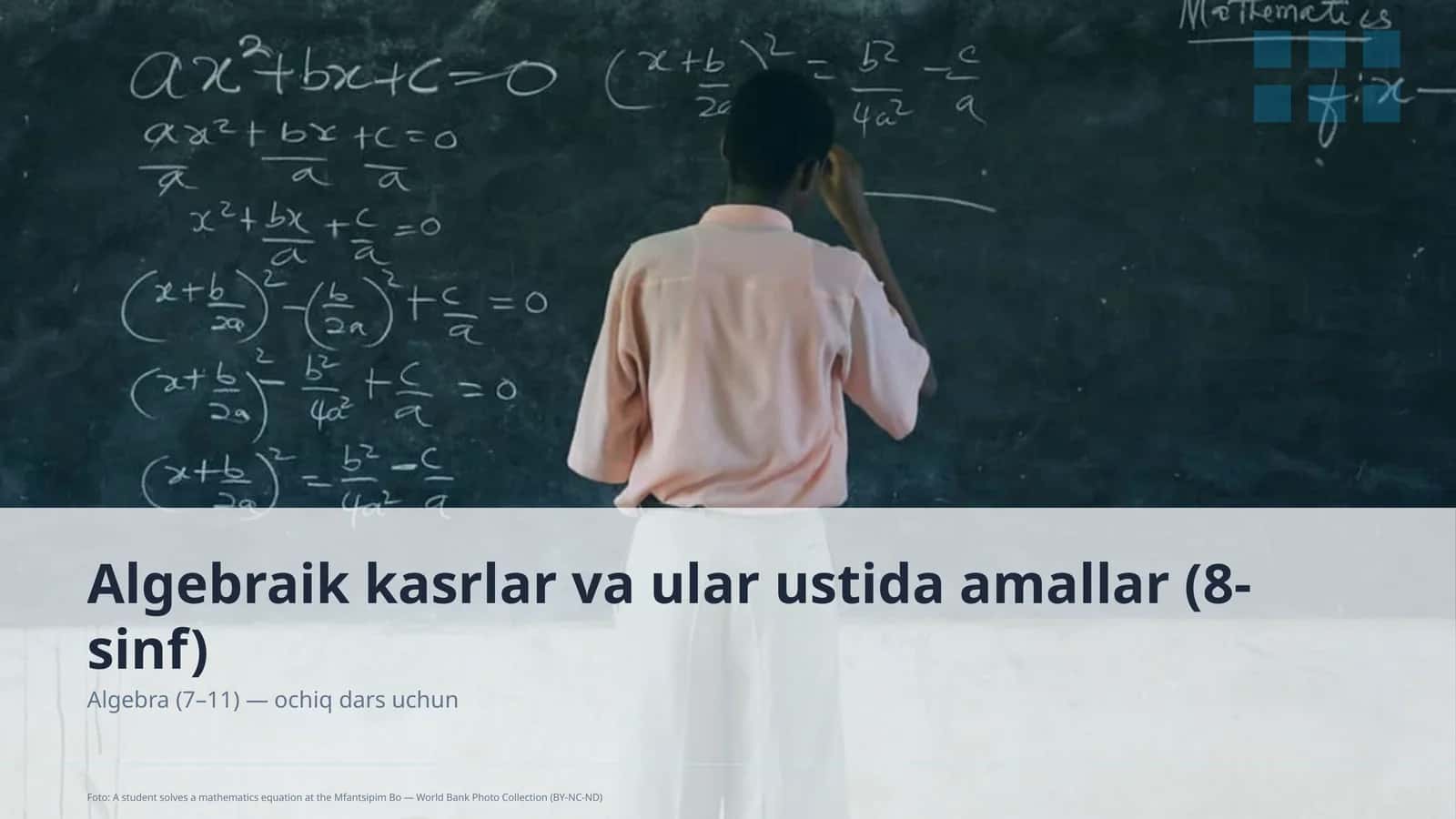 Algebra (7–11) — ochiq dars uchun