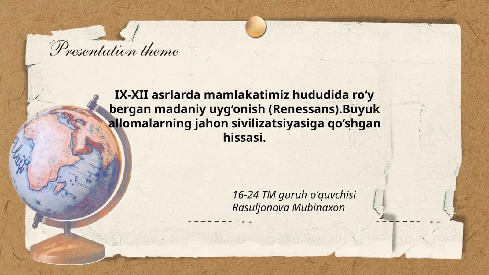 IX-XII asrlarda mamlakatimiz hududida ro‘y bergan madaniy uyg‘onish (Renessans)