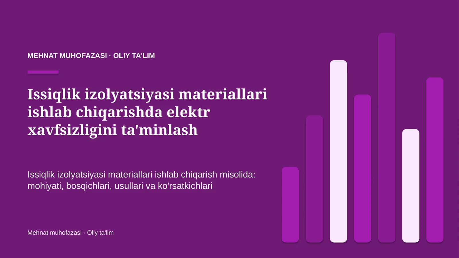 Issiqlik izolyatsiyasi materiallari ishlab chiqarishda elektr xavfsizligini ta'minlash