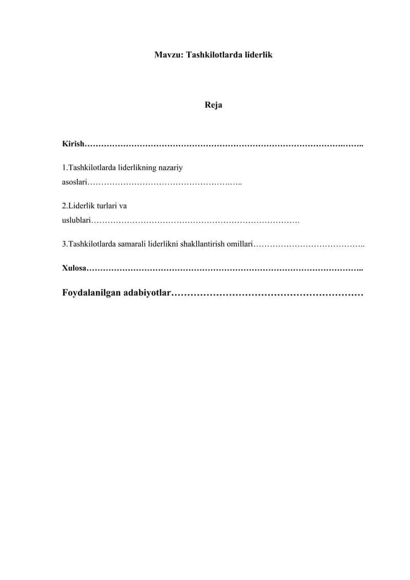 Tashkilotlarda liderlik