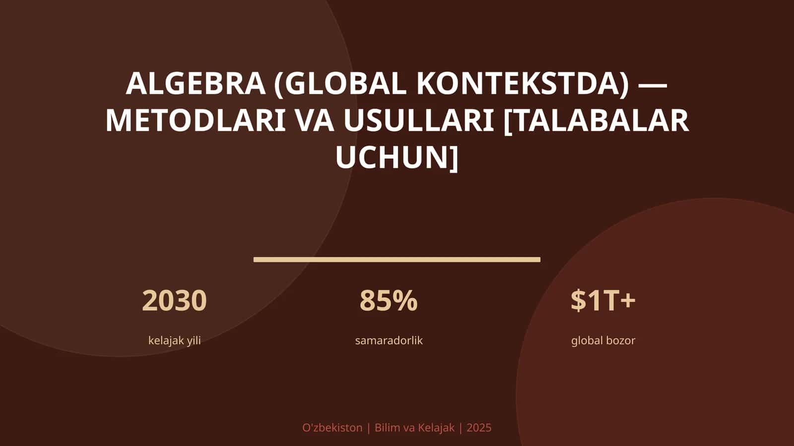 Algebra (global kontekstda) — metodlari va usullari [talabalar uchun]