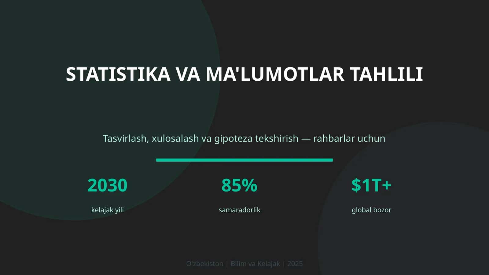 STATISTIKA VA MA'LUMOTLAR TAHLILI
