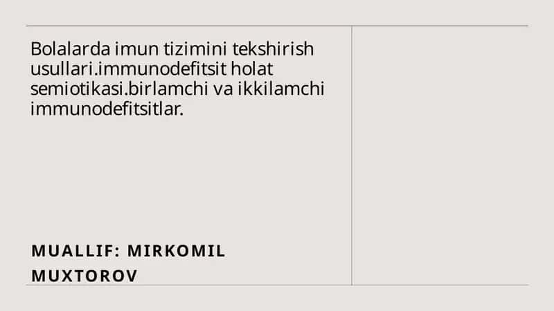 Bolalarda imun tizimini tekshirish usullari