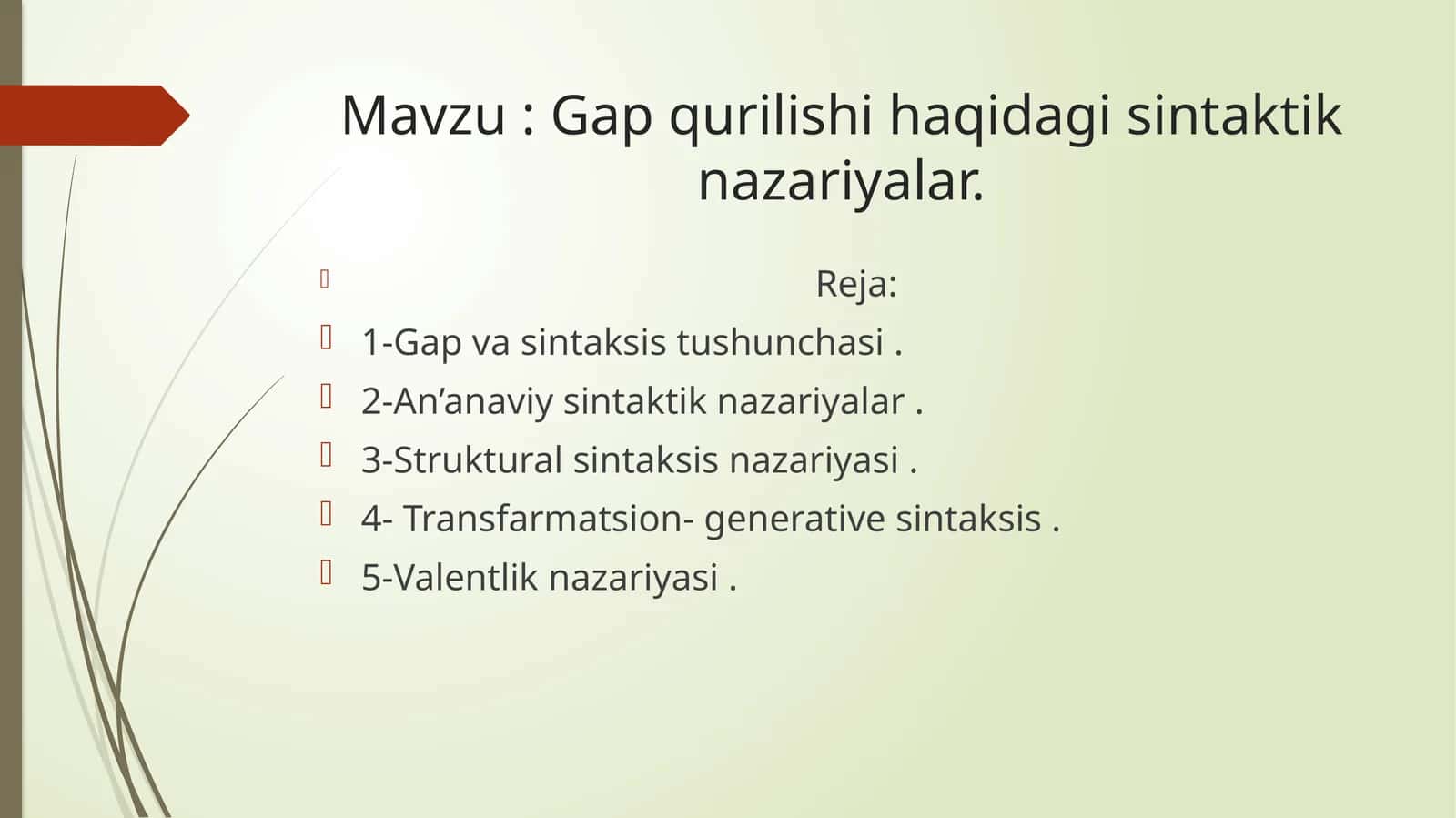 Gap qurilishi haqidagi sintaktik nazariyalar