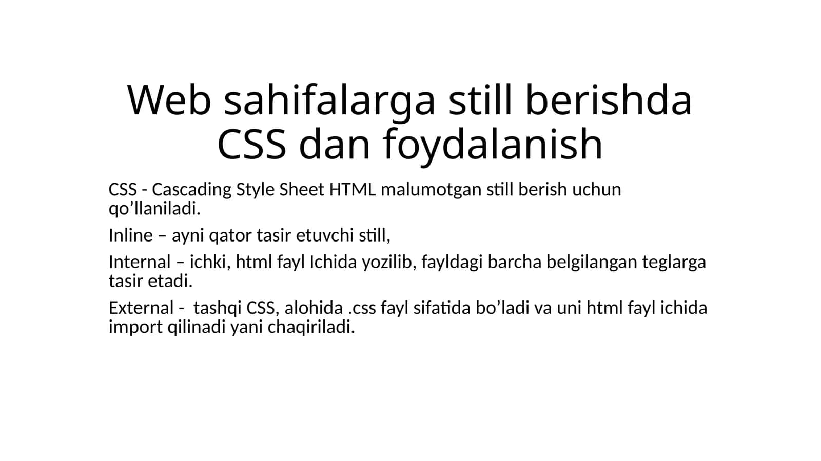 CSS dan foydalanish