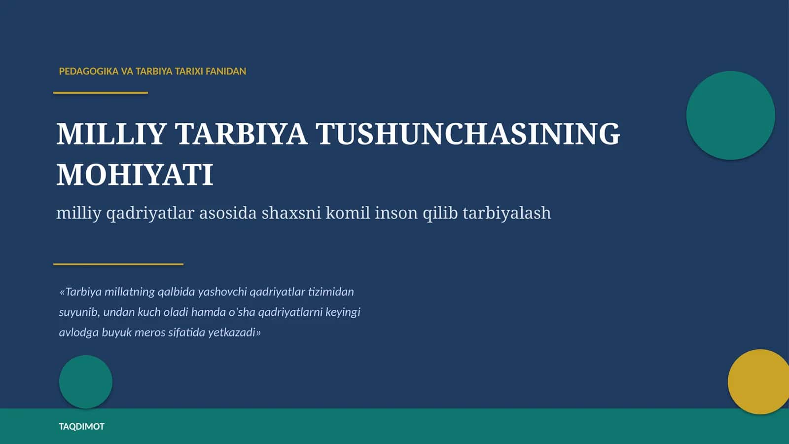PEDAGOGIKA VA TARBIYA TARIXI FANIDAN
