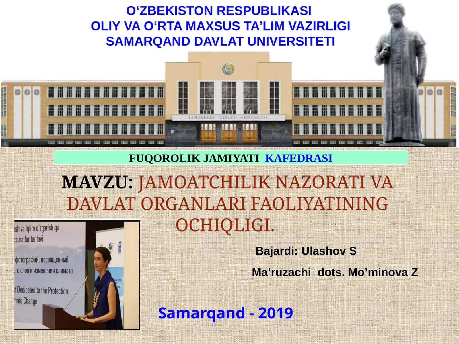 Jamoatchilik Nazorati va Davlat Organlarifaoliyatining Ochiqligi