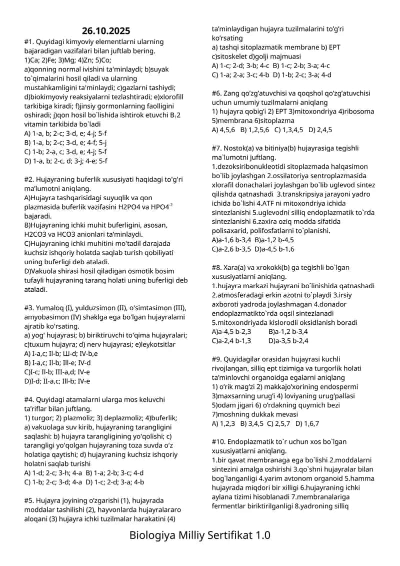 Kimyoviy Elementlar va ularning Vazifalari