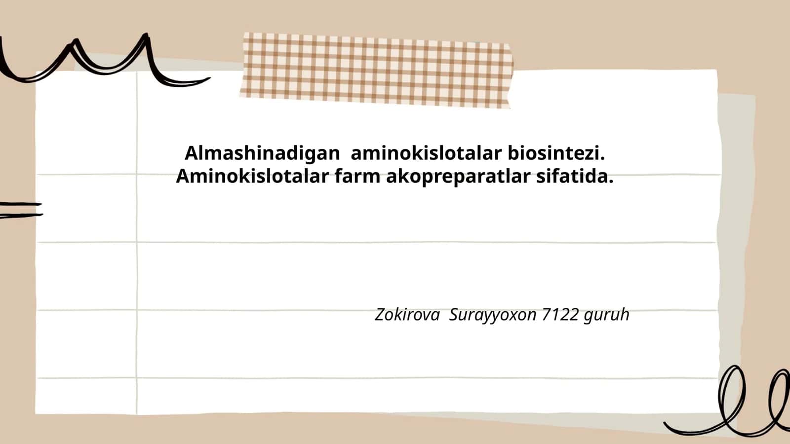 Almashinadigan aminokislotalar tushunchasi va biosintezi