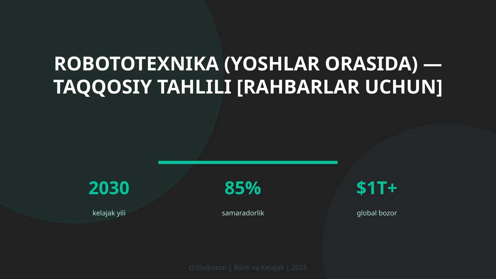 ROBOTOTEXNIKA (YOSHLAR ORASIDA) — TAQQOSIY TAHLILI [RAHBARLAR UCHUN]
