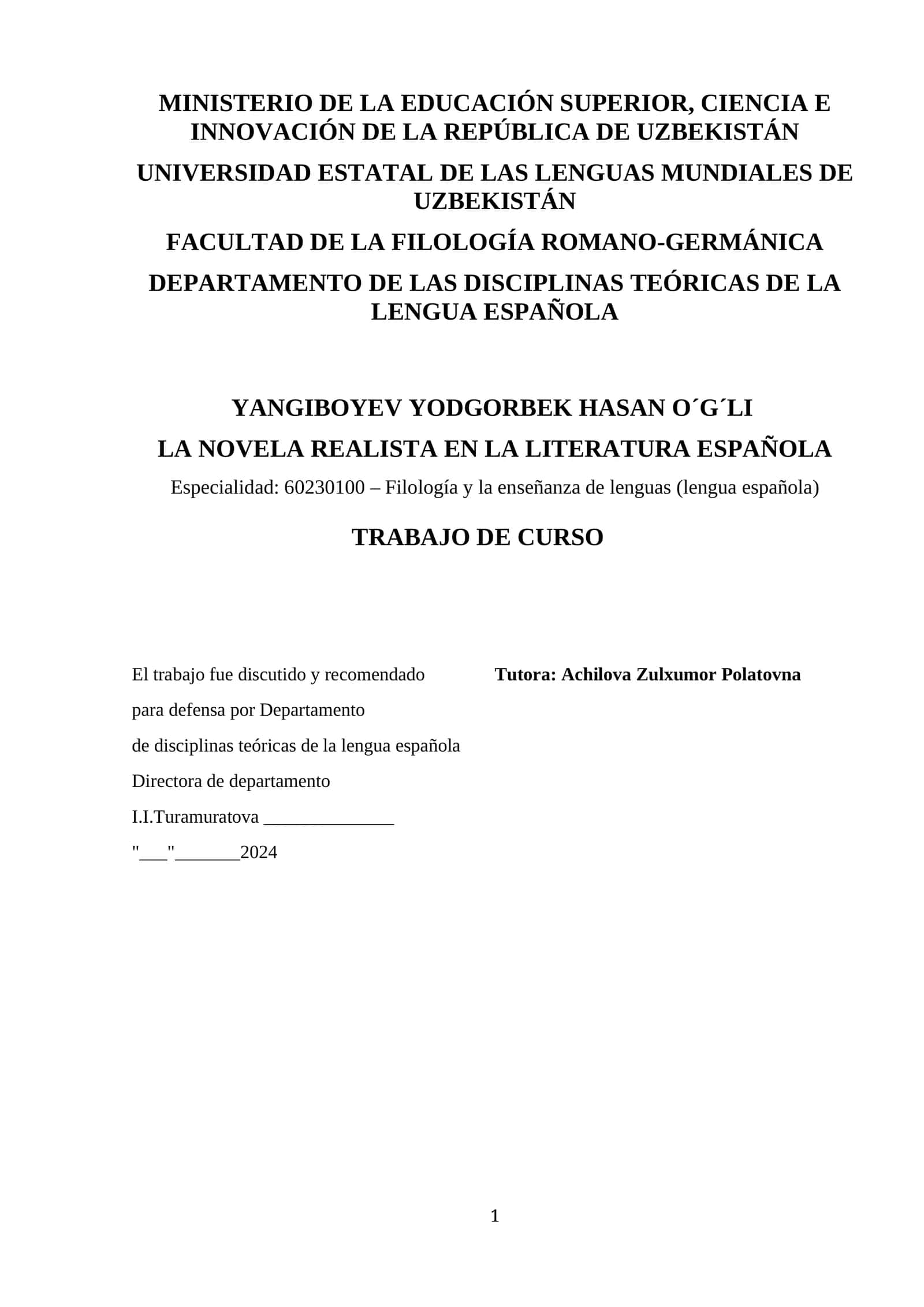 LA NOVELA REALISTA EN LA LITERATURA ESPAÑOLA