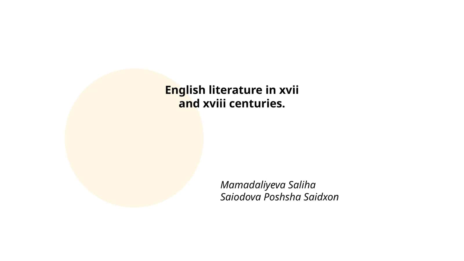 English literature in xvii and xviii centuries