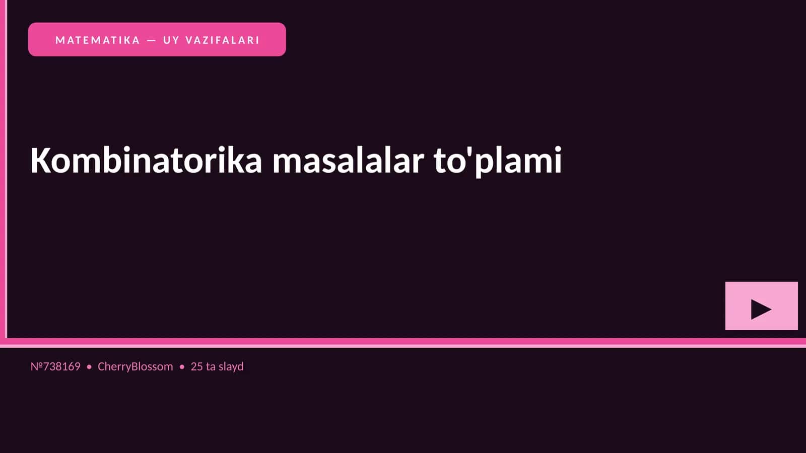 MATEMATIKA — UY VAZIFALARI