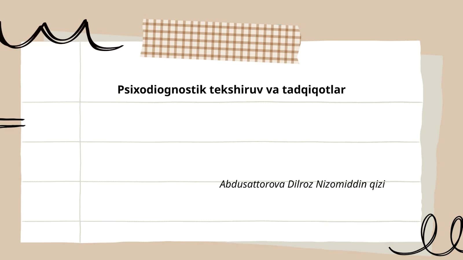 Psixodiognostik tekshiruv va tadqiqotlar