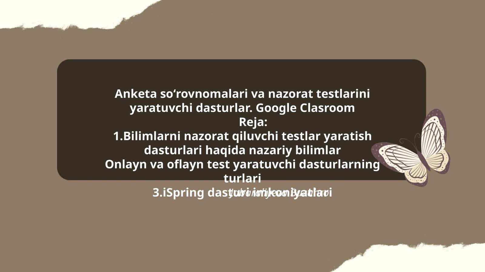 Anketa soʻrovnomalari va nazorat testlarini yaratuvchi dasturlar