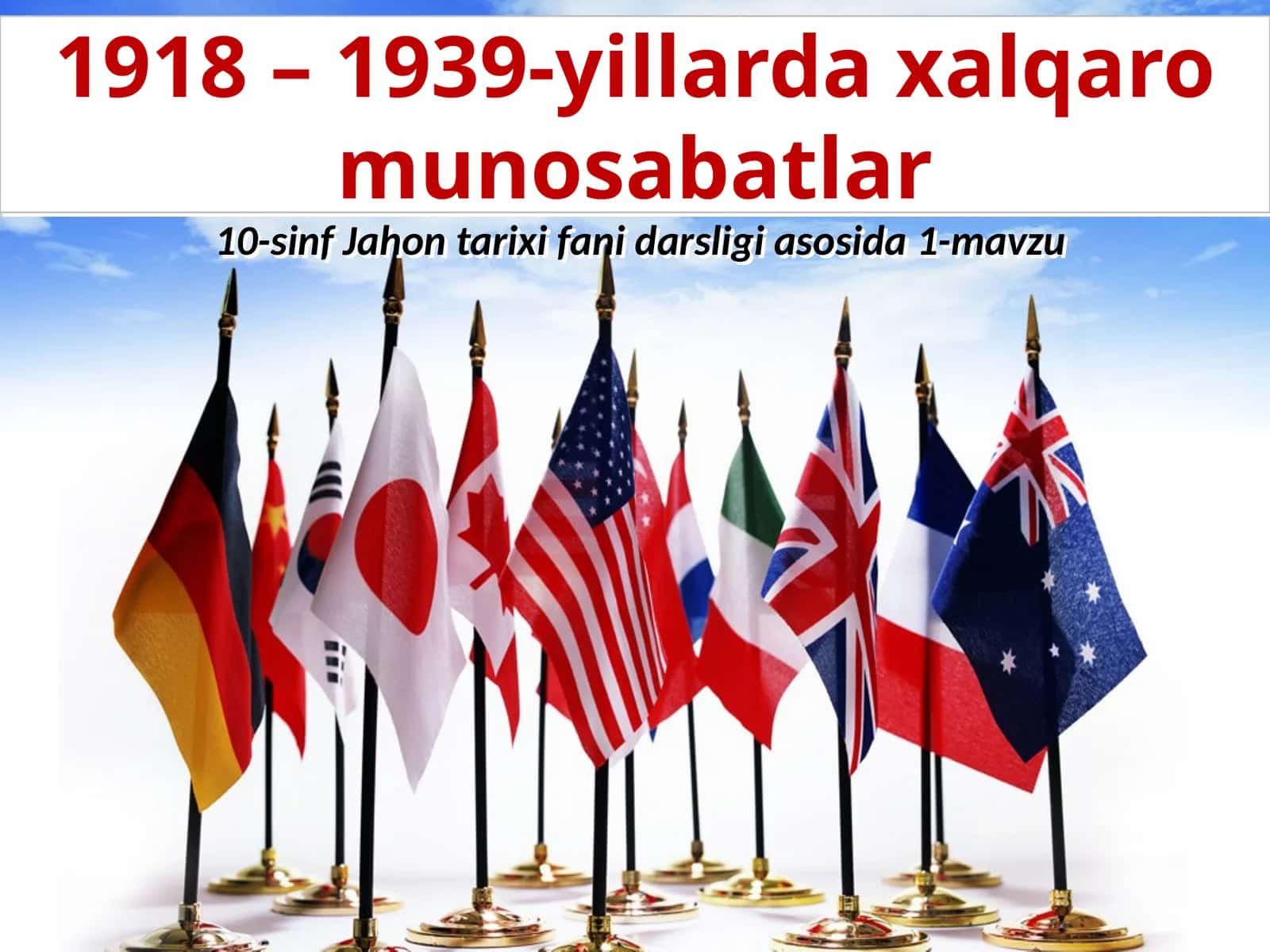 10-sinf Jahon tarixi fani darsligi asosida1-mavzu : Versal tinchlik shartnomasi