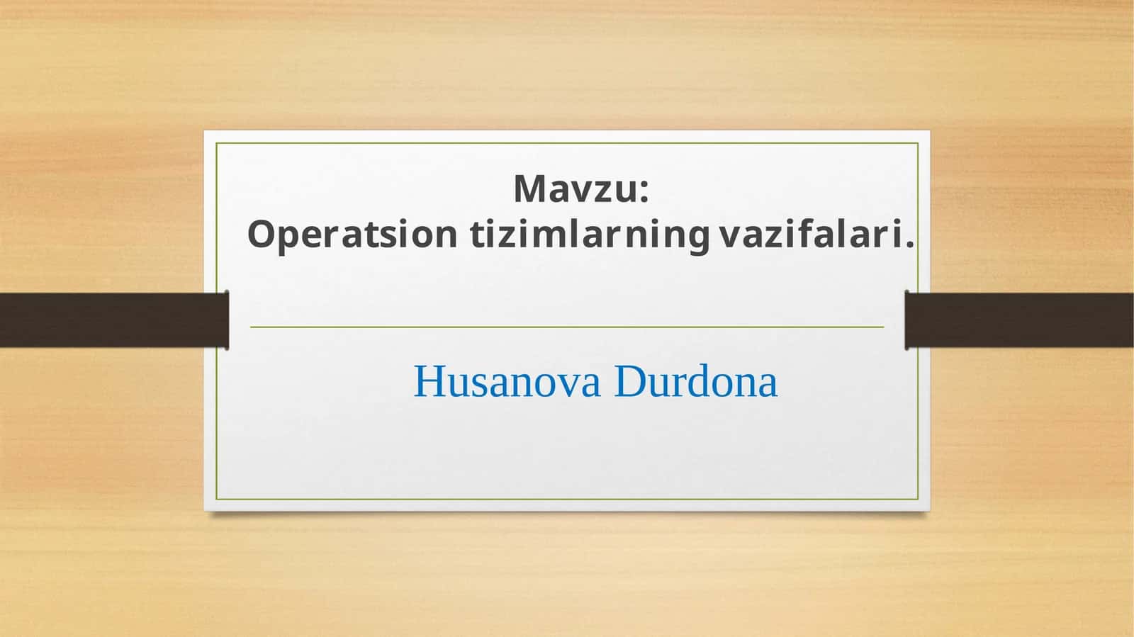 Operatsion tizimning vazifalari