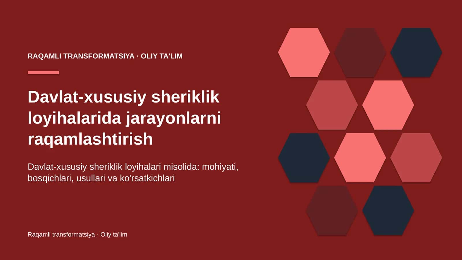 Davlat-xususiy sheriklik loyihalarida jarayonlarni raqamlashtirish