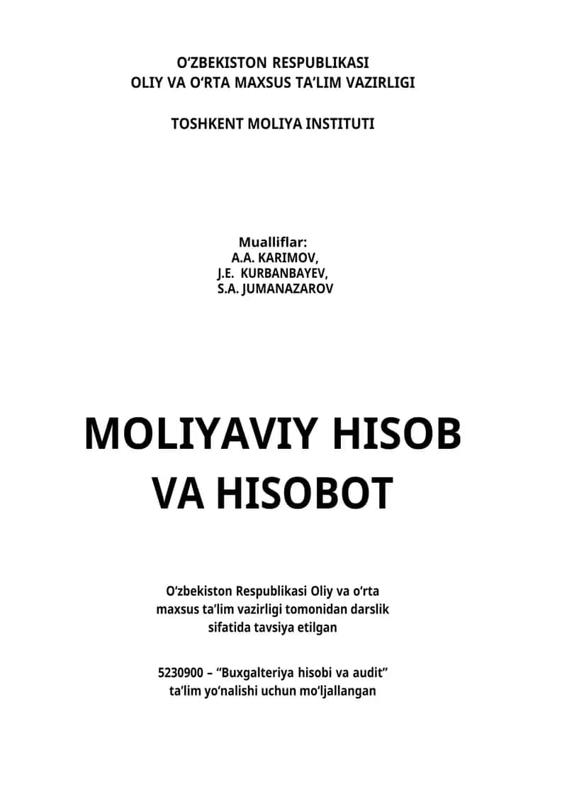 MOLIYAVIY HISOB VA HISOBOT