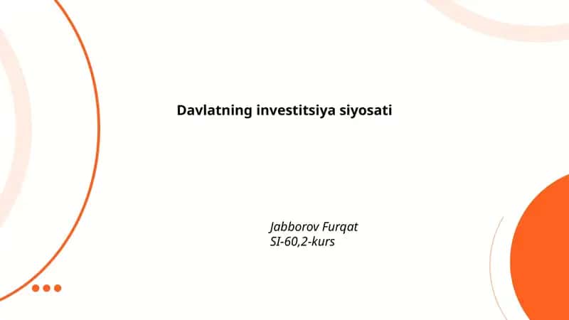 Davlatning investitsiya siyosati