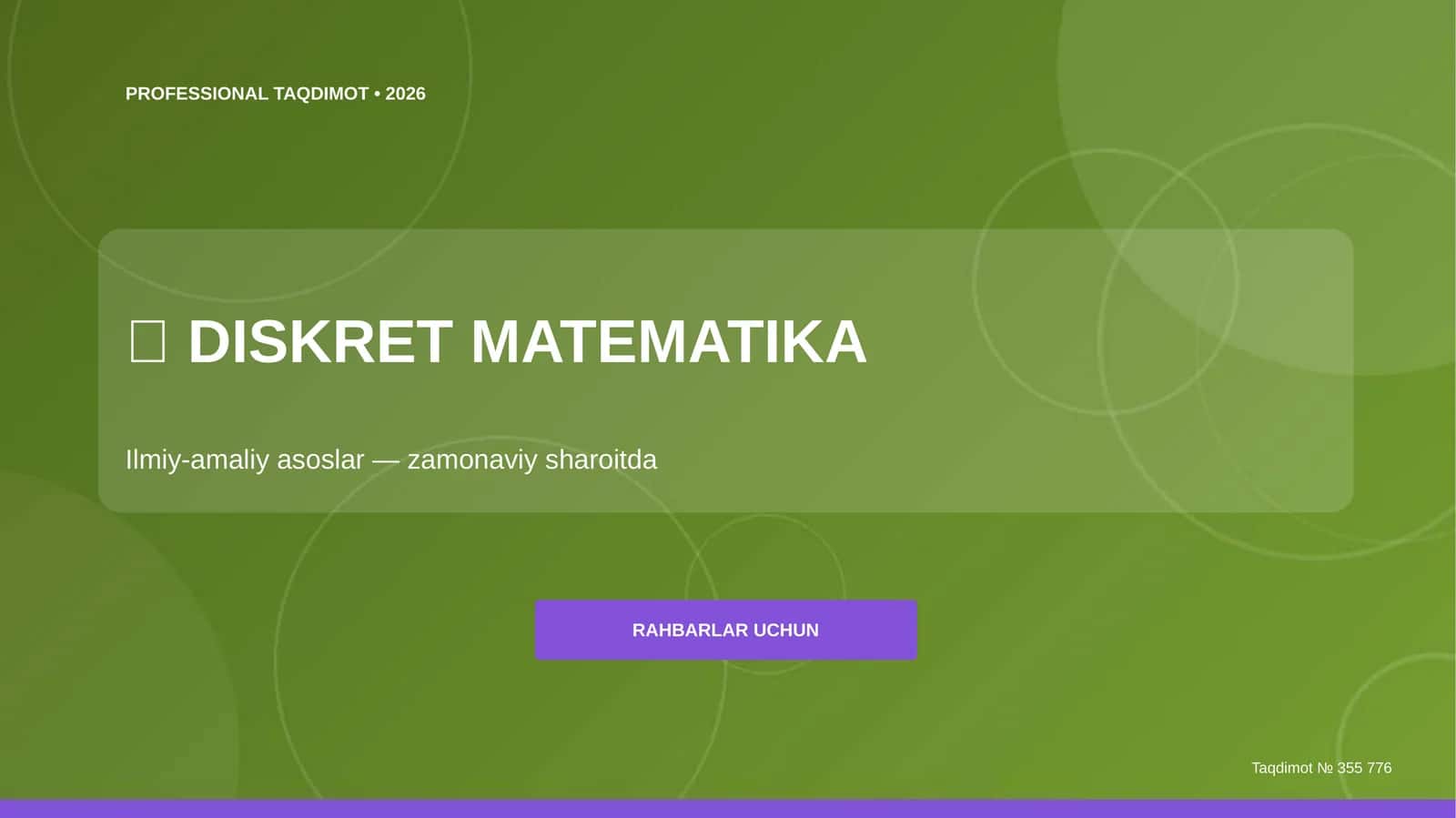 Diskret matematika: ilmiy-amaliy asoslar