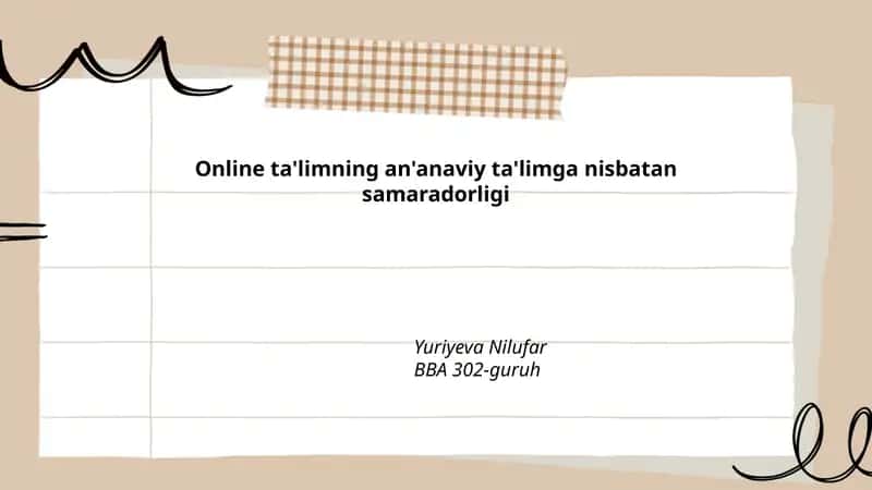 Onlayn va an'anaviy ta'limda o'quv natijalari taqqoslanishi