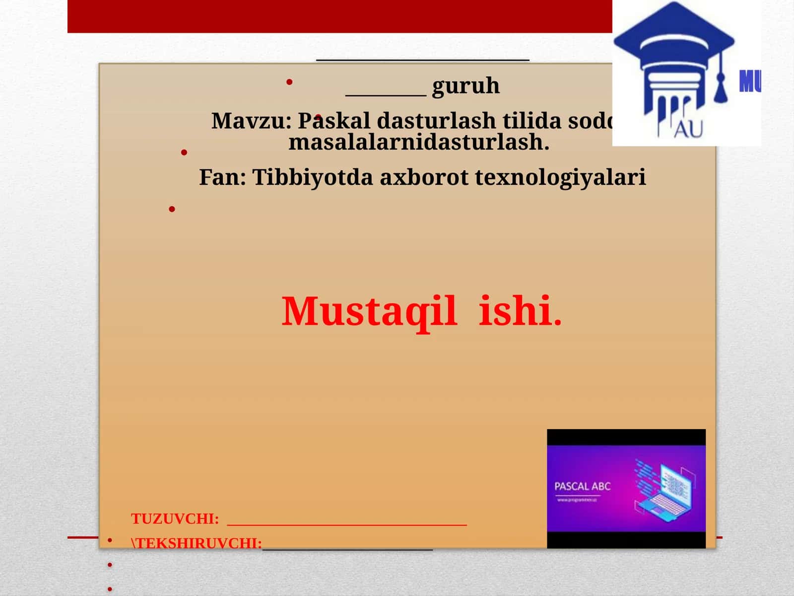 Paskal dasturlash tilida sodda masalarni dasturlash