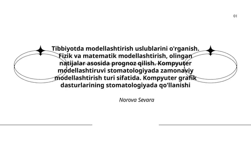Tibbiyotda modellashtirish uslublarini o'rganish