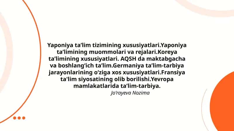 Yaponiya taʼlim tizimining xususiyatlari