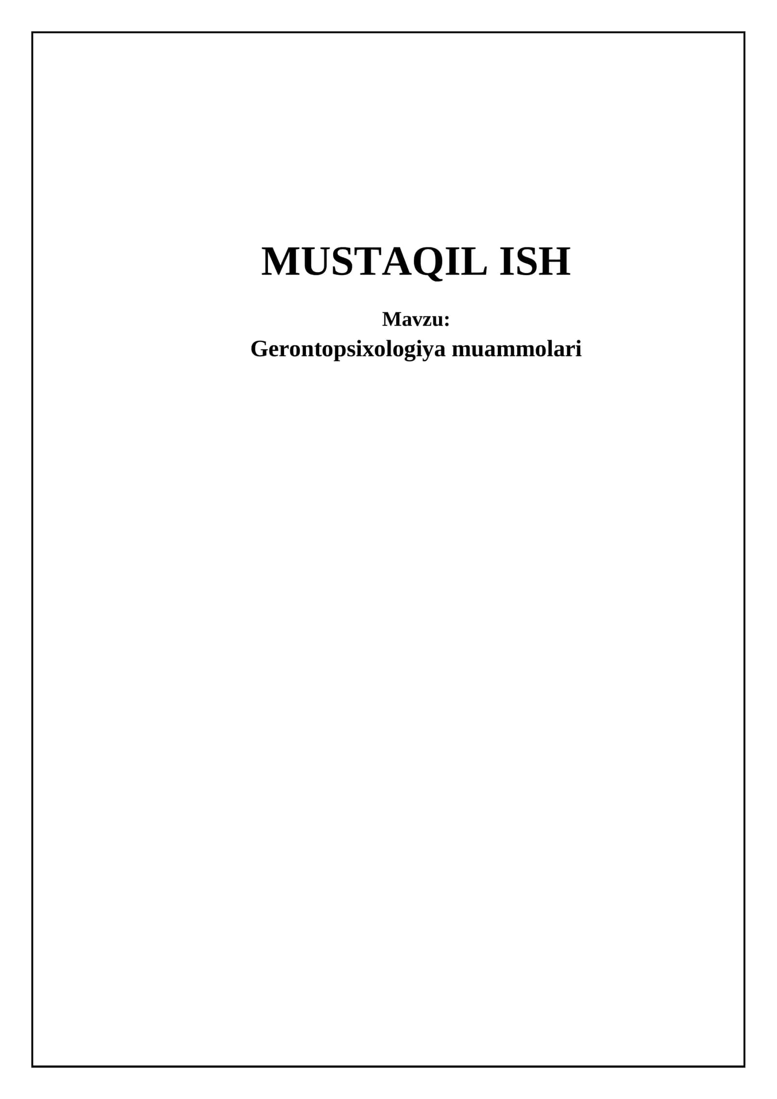 Gerontopsixologiya muammolari