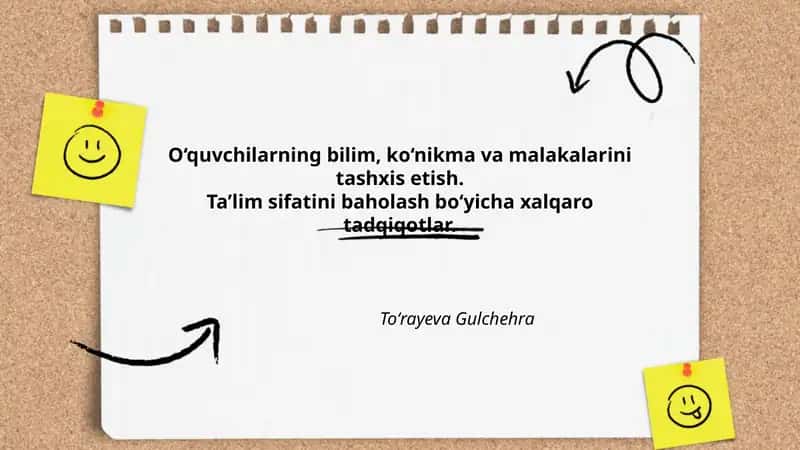Xalqaro Baholash Dasturlari va Tashxisiy Baholash Usullari