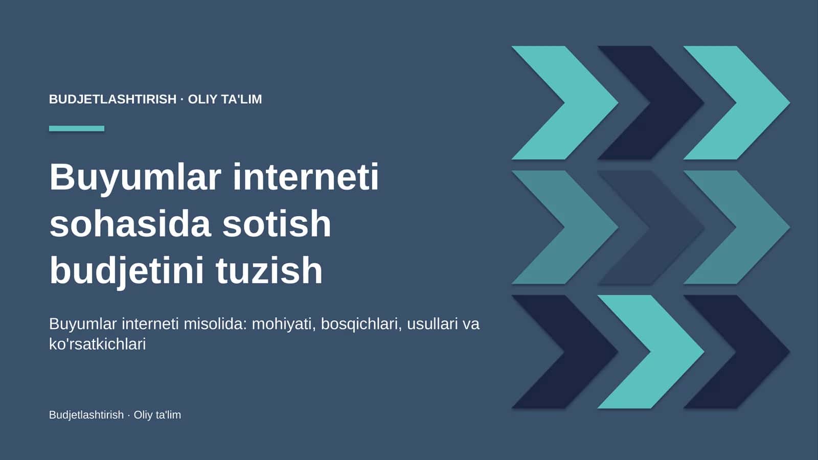 Buyumlar interneti sohasida sotish budjetini tuzish