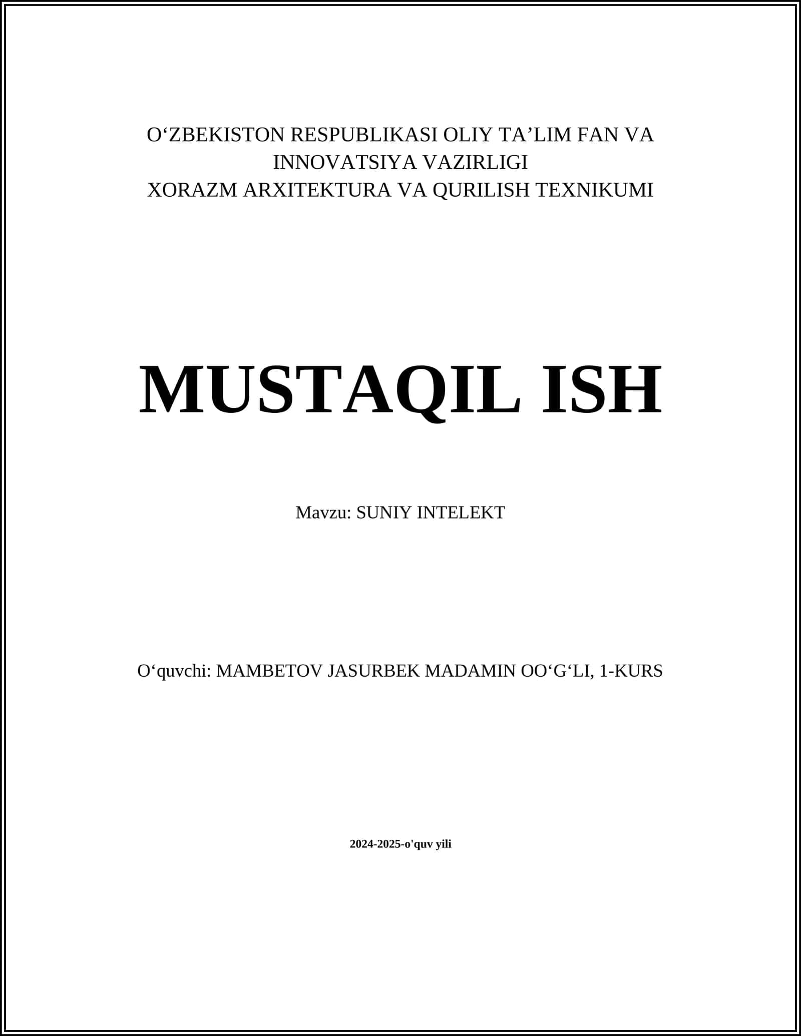 Sun'iy Intellekt Tarixi