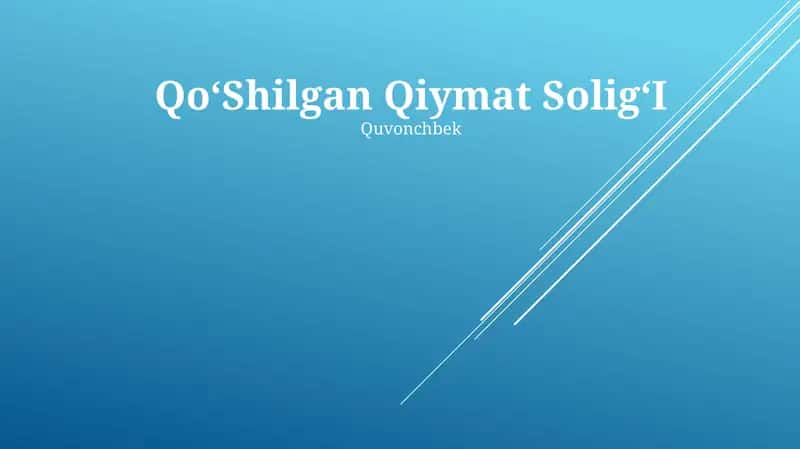 QoʻShilgan Qiymat SoligʻI