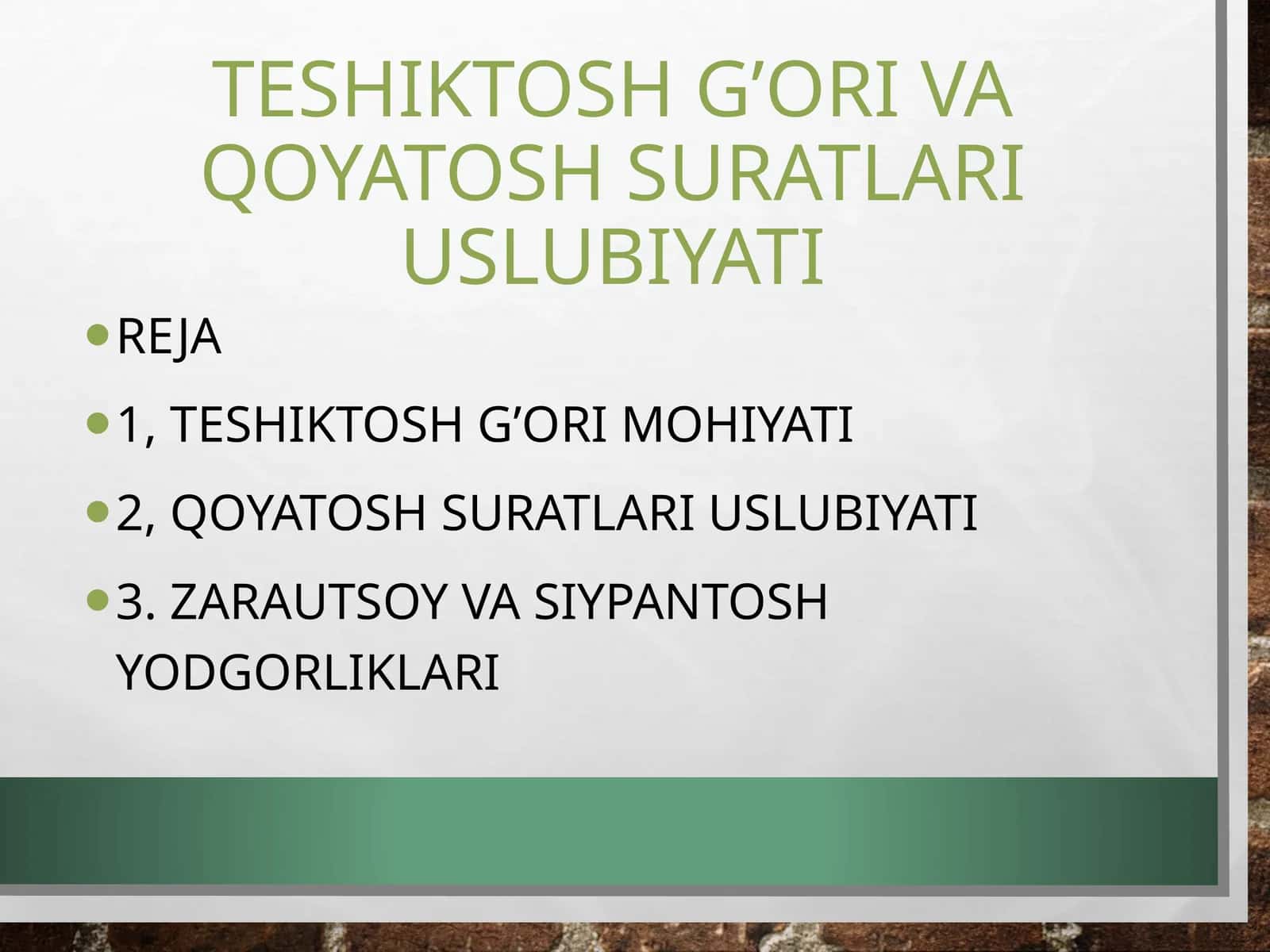 Teshiktosh g’ori va qoyatosh suratlari uslubiyati