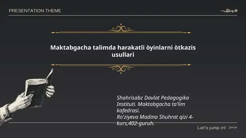Maktabgacha talimda harakatli òyinlarni òtkazis usullari