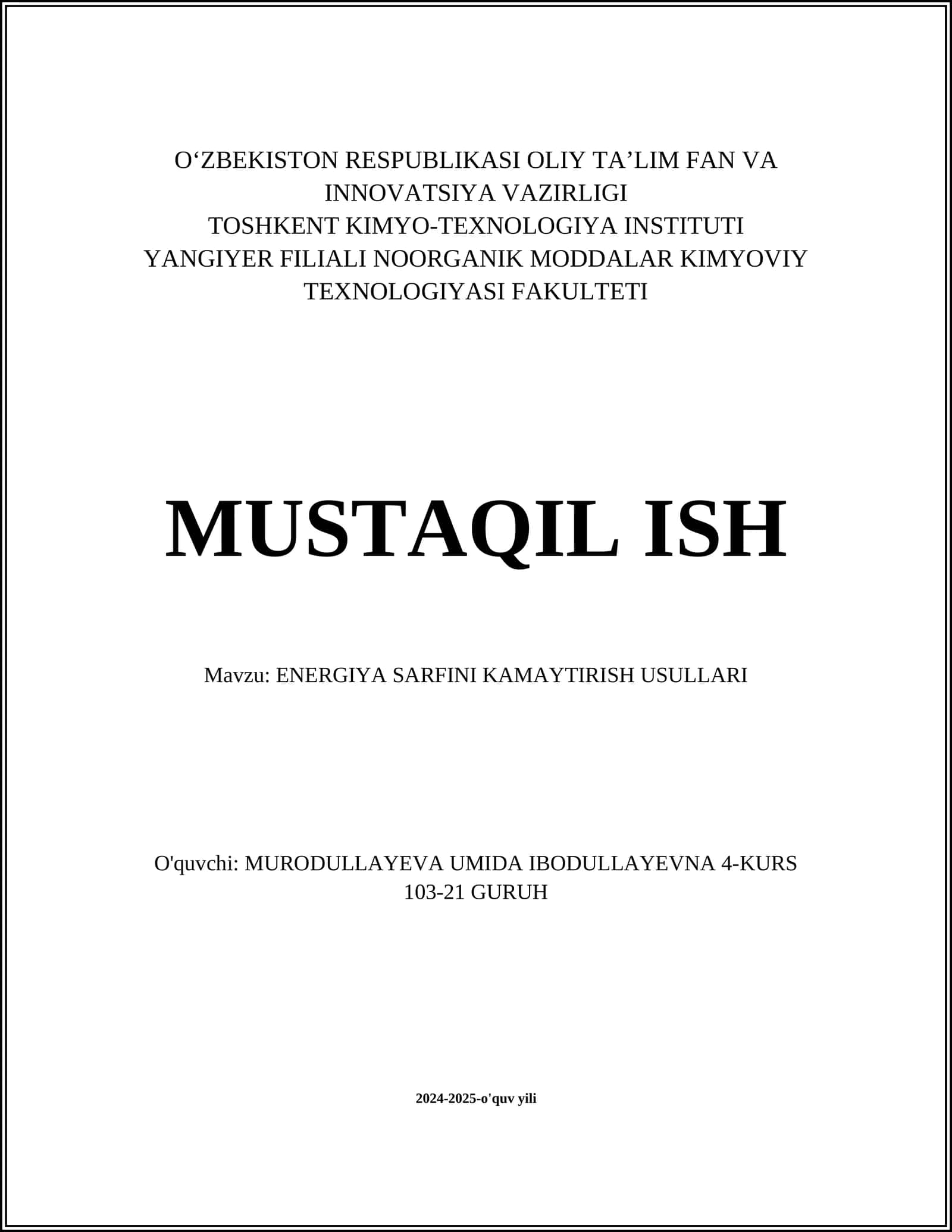 ENERGIYA SARFINI KAMAYTIRISH USULLARI