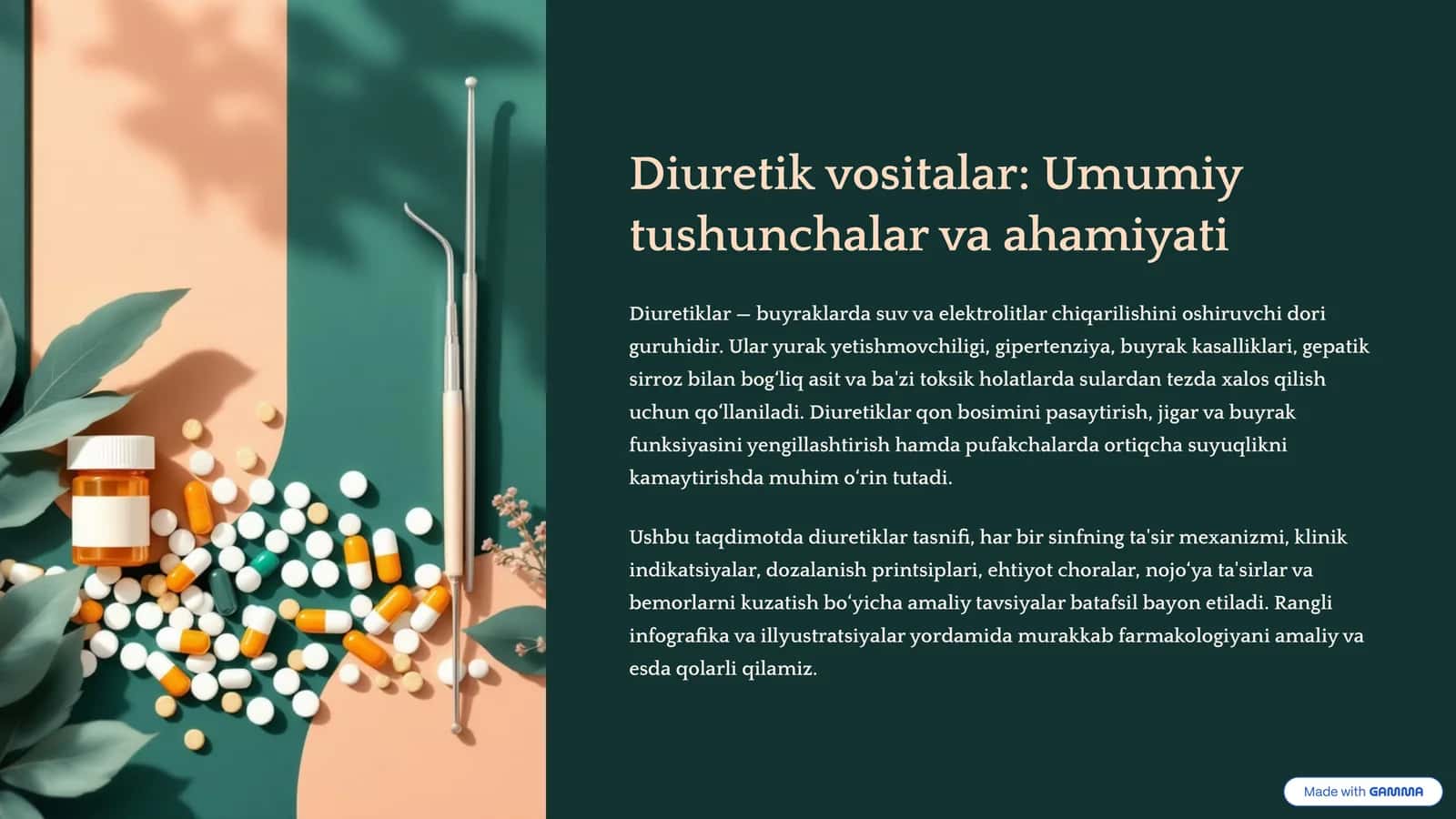Diuretiklar: Umumiy tushunchalar va ahamiyati