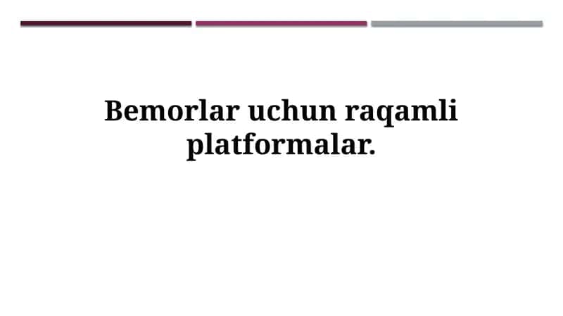 Bemorlar uchun raqamli platformalar