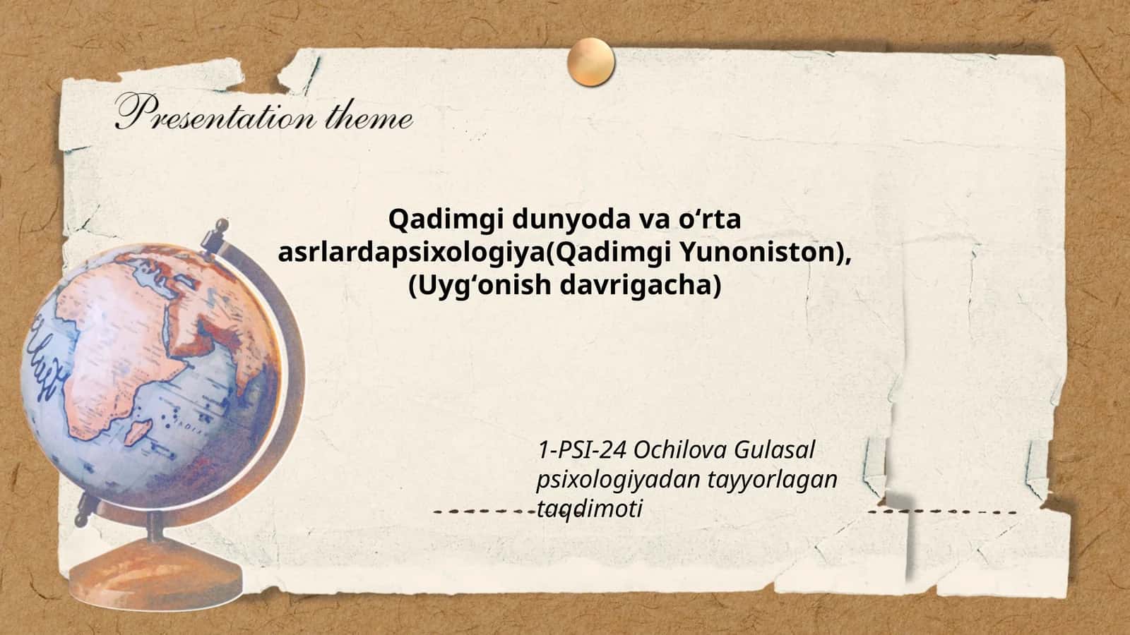Qadimgi Yunonistonda Psixologiya Taqdimoti