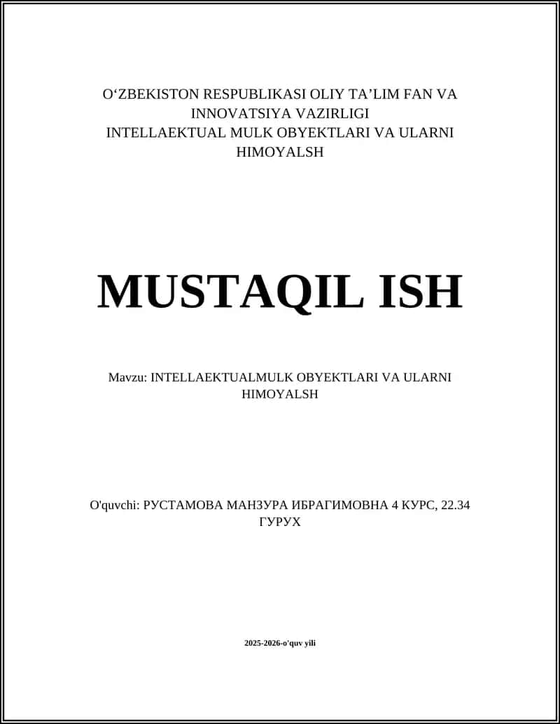 Patentlar va ixtiro huquqini himoyalash