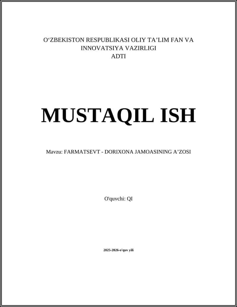 FARMATSEVT - DORIXONA JAMOASINING A’ZOSI