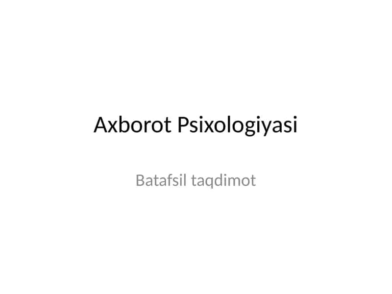 Axborot Psixologiyasi