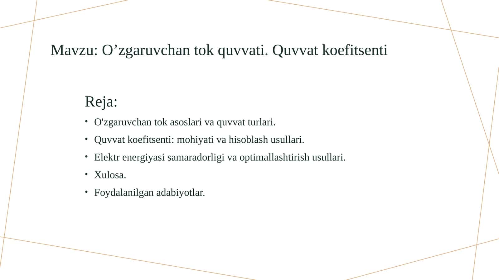O’zgaruvchan tok quvvati. Quvvat koefitsenti