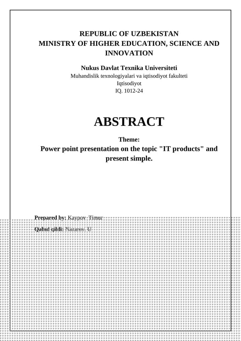 Power point presentation on the topic "IT products" and present simple