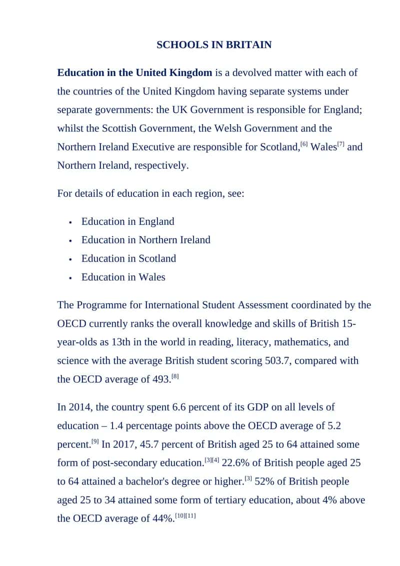 Schools in Britain