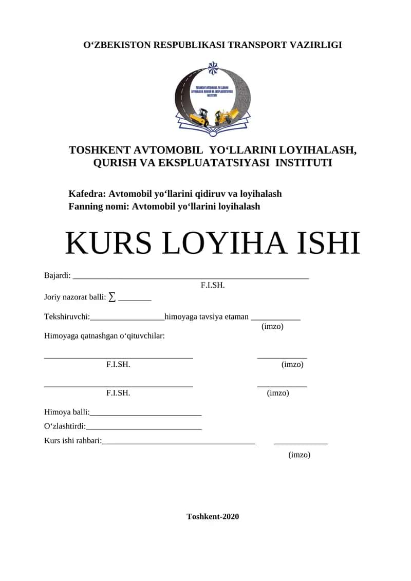 Avtomobil yo‘llarini loyihalash